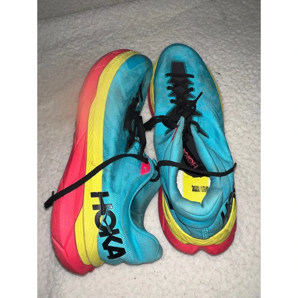 Hoka Tecton X Mens Trail Running Shoes Scuba Blue Yellow 1123161 Size 12D